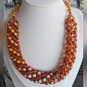 VTG Handmade Artisan All Glass Bead Necklace
